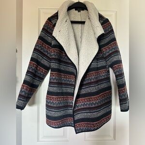 Southwestern Jacket Teddy Lined Tribal Boho Long Open